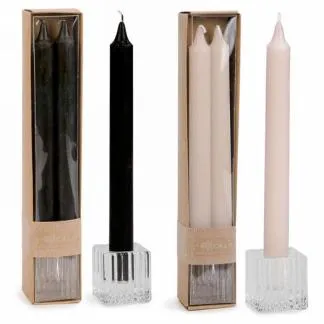 Set of Two Dinner Candles with Stand (2 Colours)