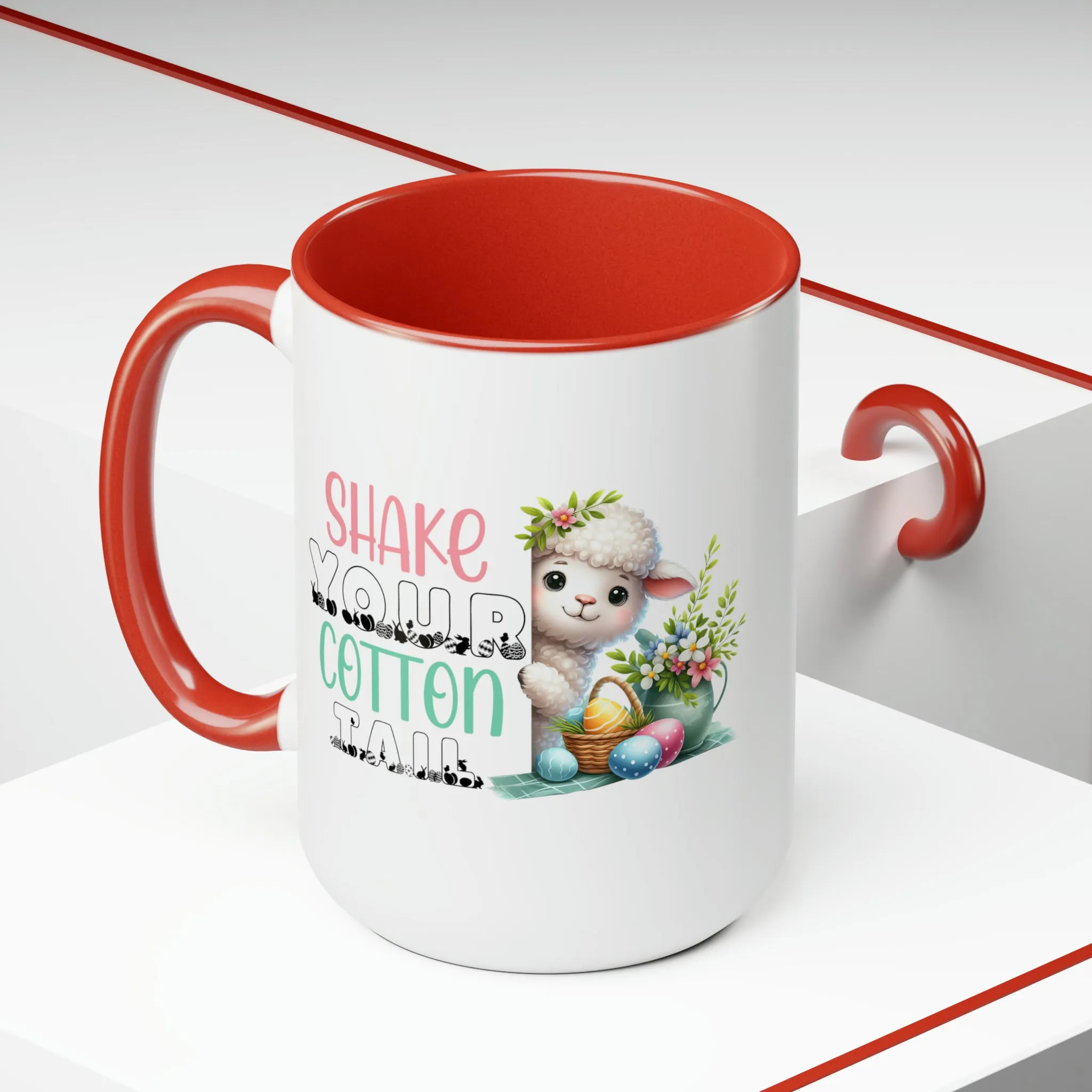 Shake Your Cotton Tail Two-Tone Coffee Mugs, 15oz