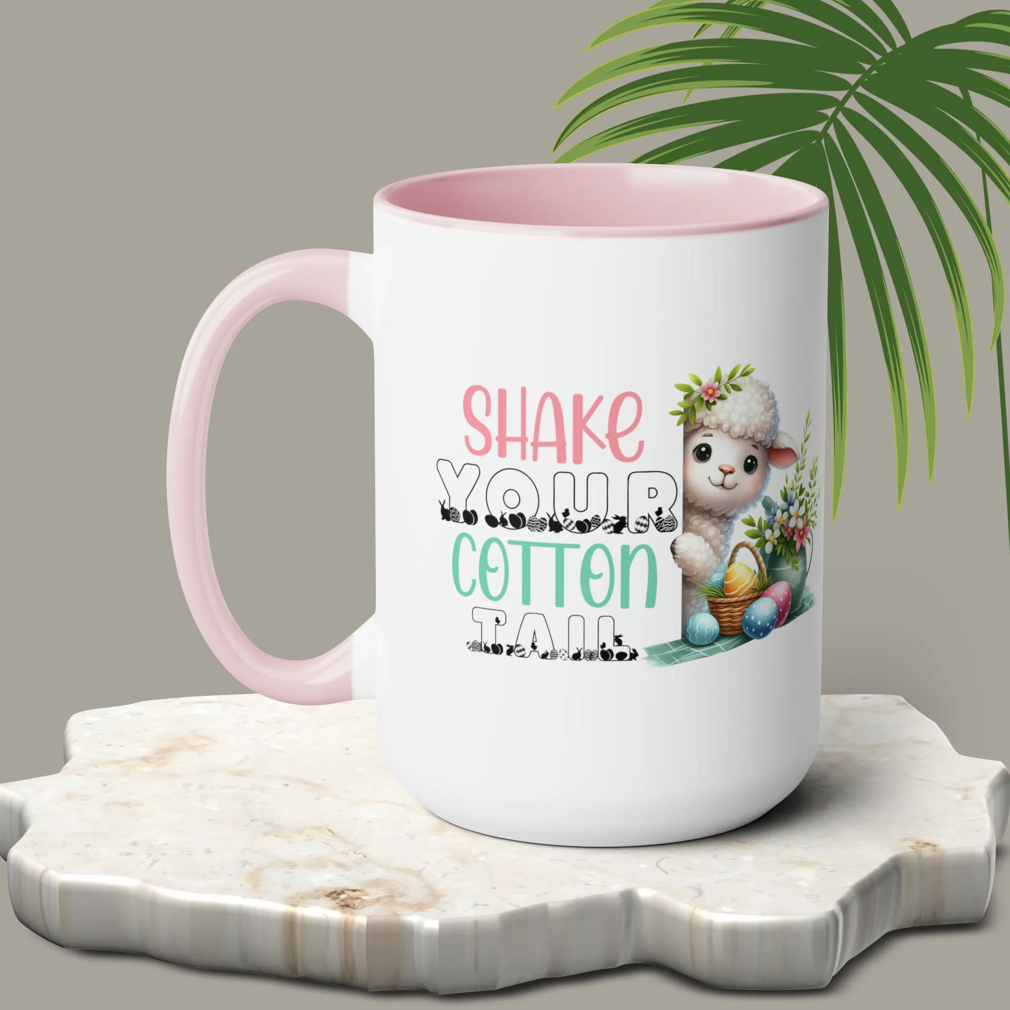 Shake Your Cotton Tail Two-Tone Coffee Mugs, 15oz