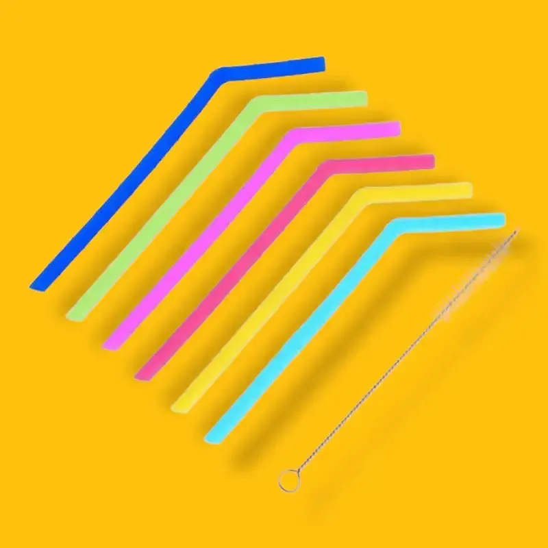 Silicone Reusable Straws with Cleaning Brush BPA Free