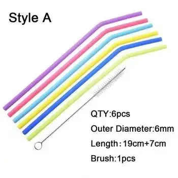 Silicone Reusable Straws with Cleaning Brush BPA Free