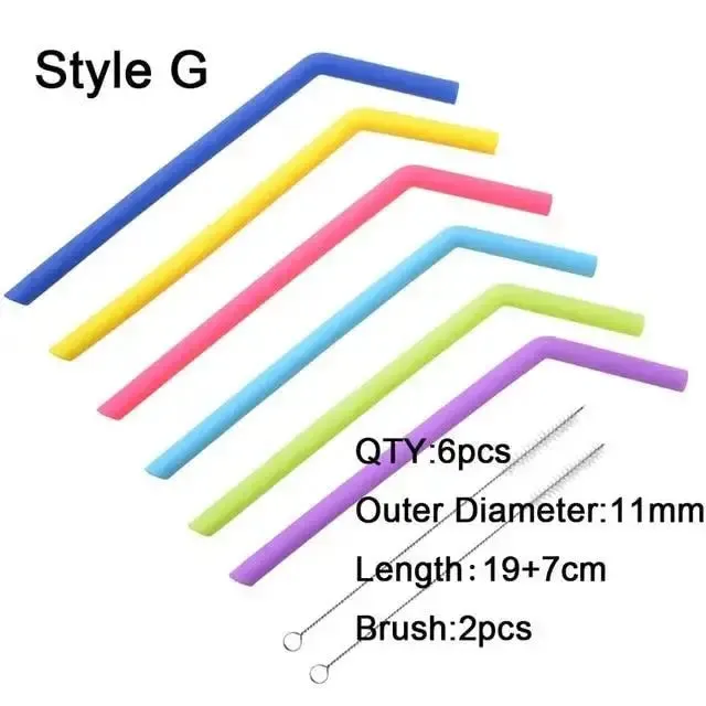 Silicone Reusable Straws with Cleaning Brush BPA Free