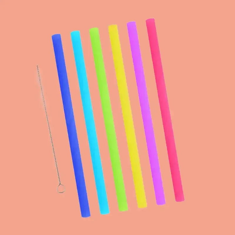 Silicone Reusable Straws with Cleaning Brush BPA Free
