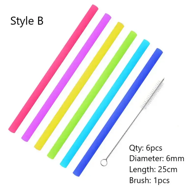 Silicone Reusable Straws with Cleaning Brush BPA Free