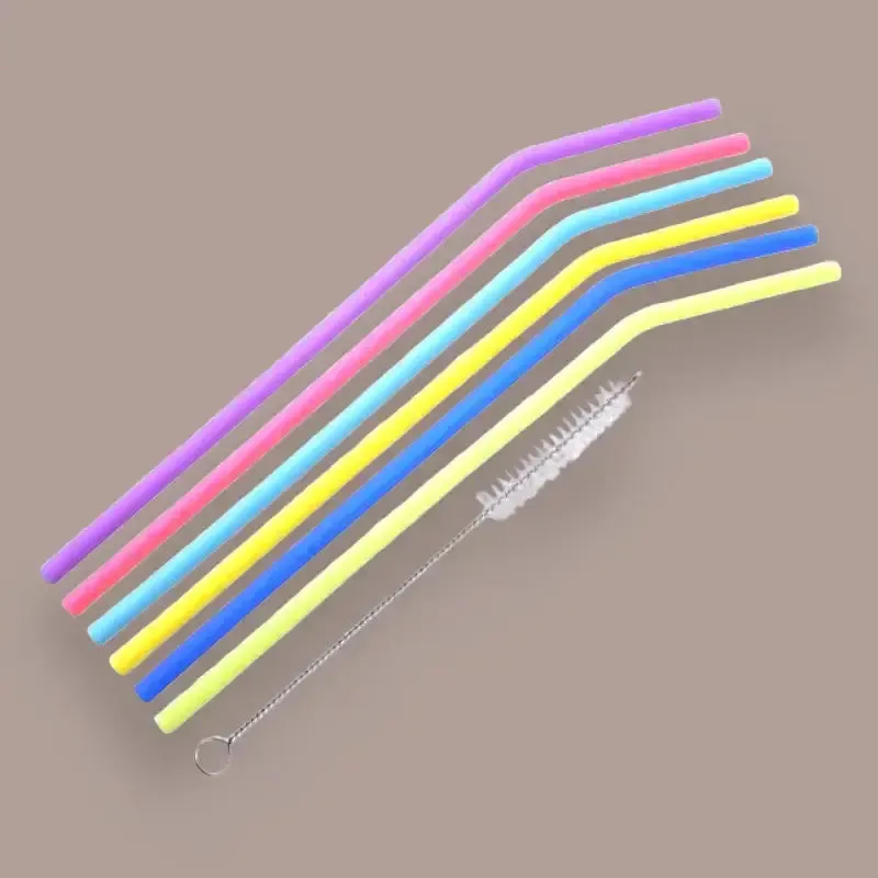 Silicone Reusable Straws with Cleaning Brush BPA Free