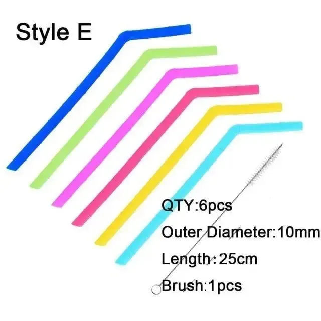 Silicone Reusable Straws with Cleaning Brush BPA Free