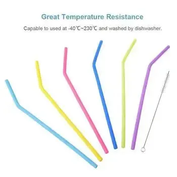 Silicone Reusable Straws with Cleaning Brush BPA Free