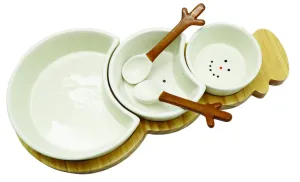 Snowman 3 Bowls W/ Servers