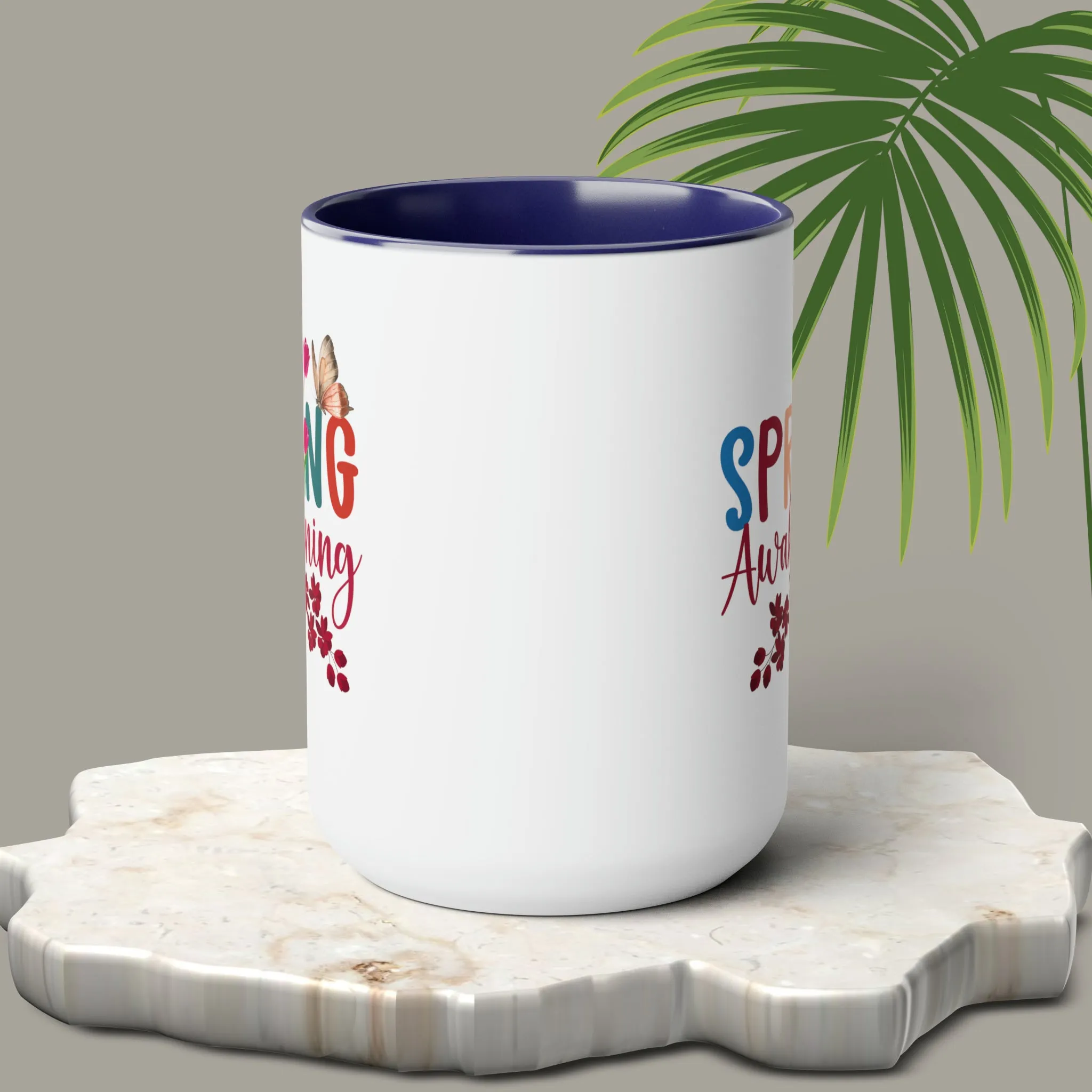 Spring Awakening Two-Tone Coffee Mugs, 15oz