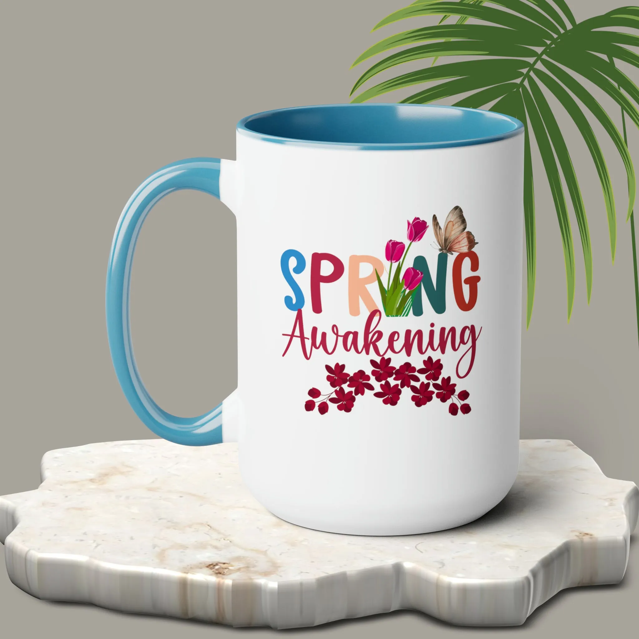 Spring Awakening Two-Tone Coffee Mugs, 15oz
