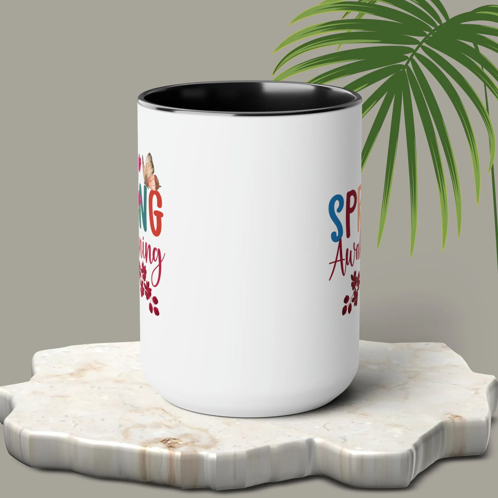 Spring Awakening Two-Tone Coffee Mugs, 15oz