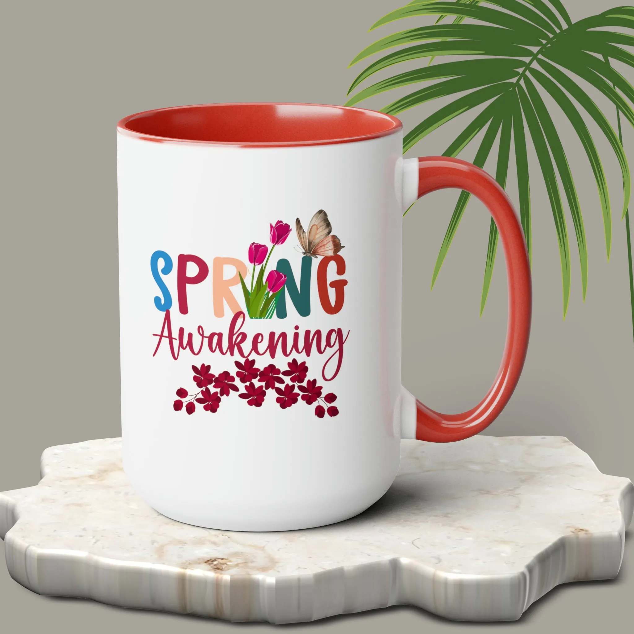 Spring Awakening Two-Tone Coffee Mugs, 15oz