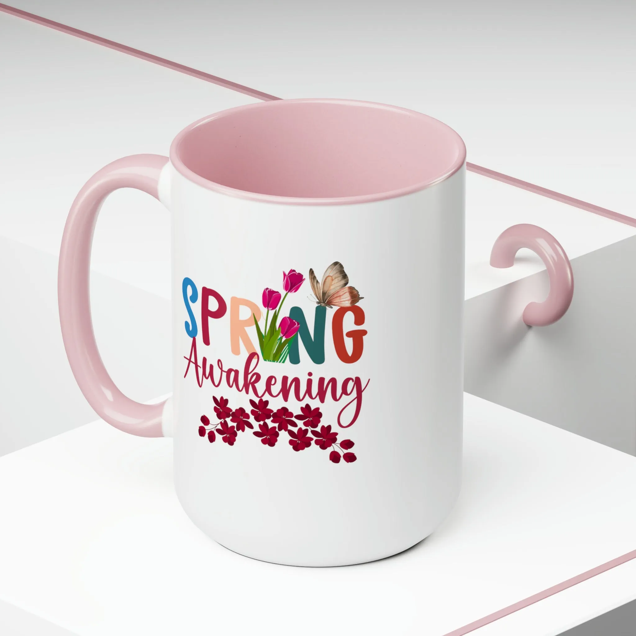 Spring Awakening Two-Tone Coffee Mugs, 15oz