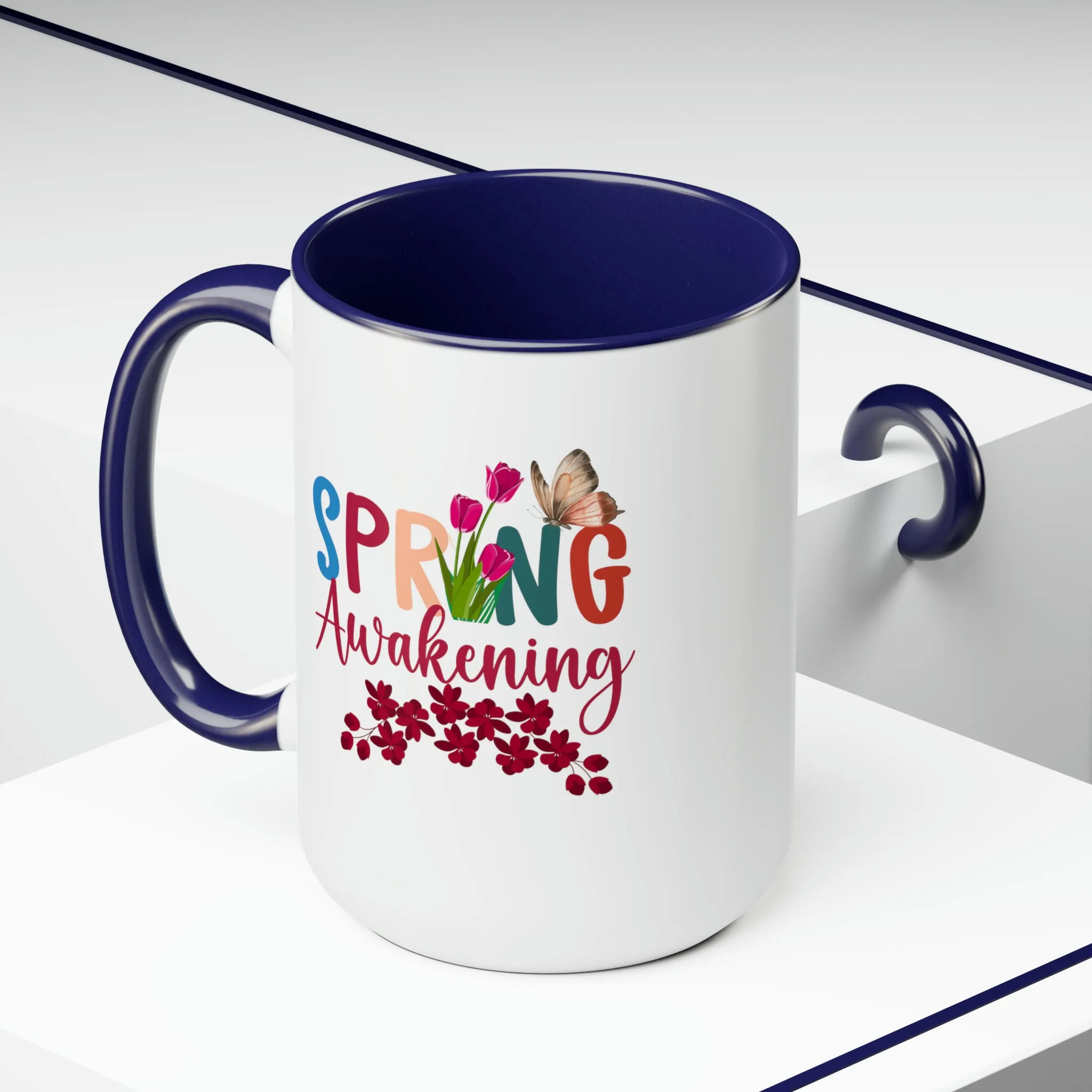 Spring Awakening Two-Tone Coffee Mugs, 15oz