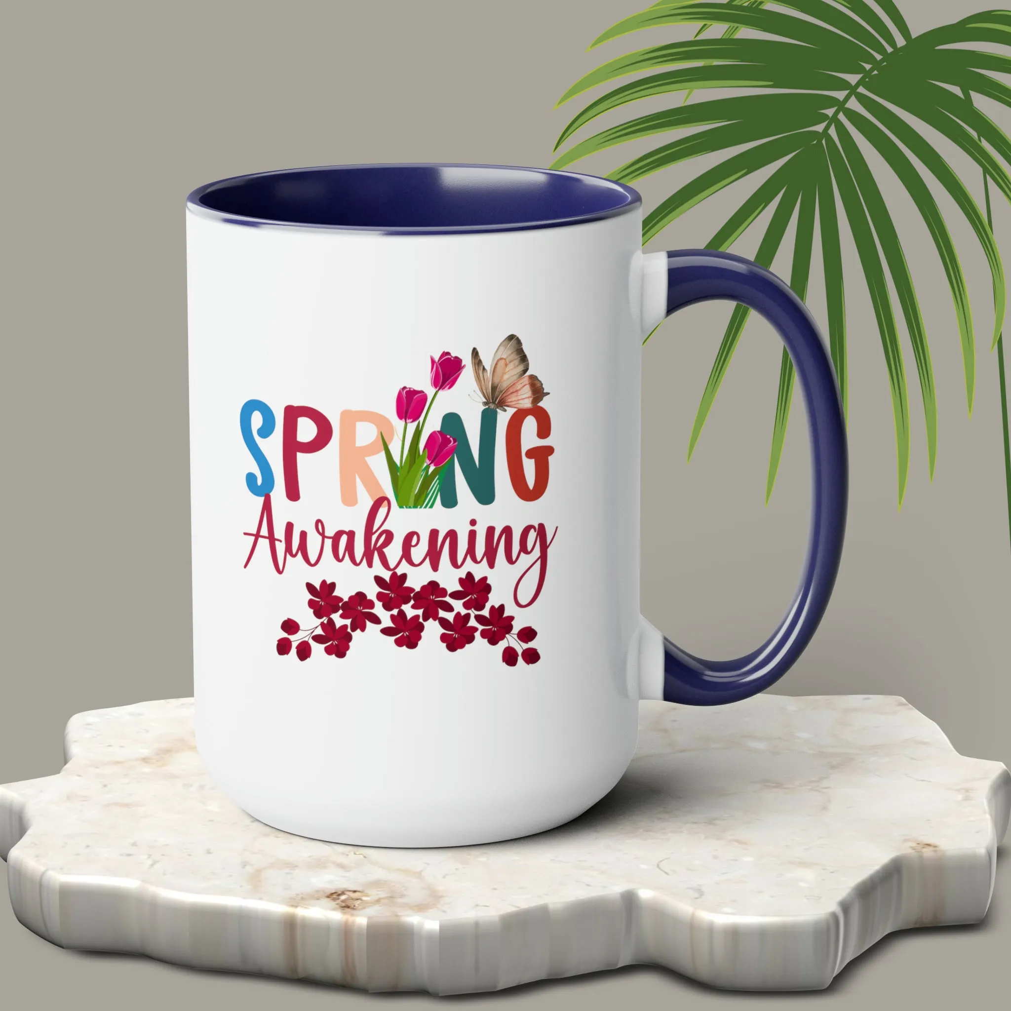 Spring Awakening Two-Tone Coffee Mugs, 15oz