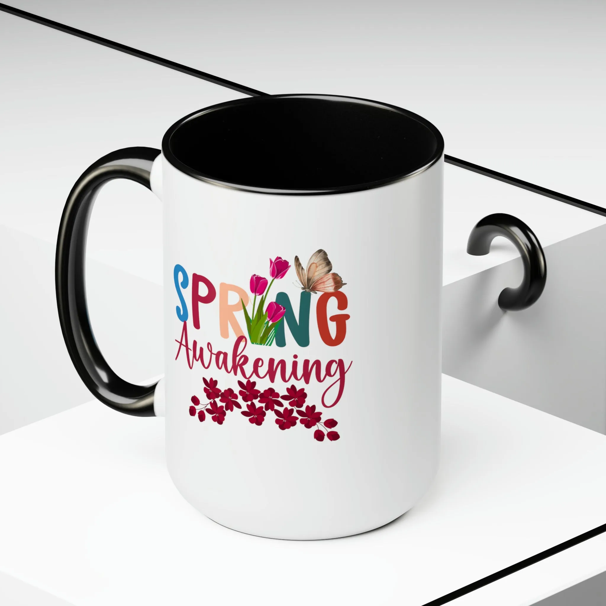 Spring Awakening Two-Tone Coffee Mugs, 15oz