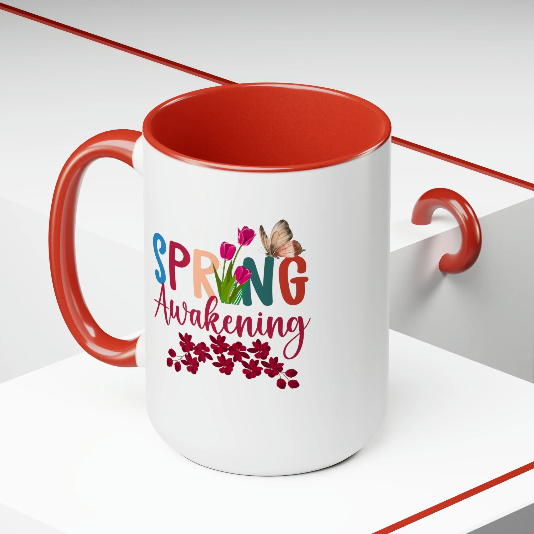 Spring Awakening Two-Tone Coffee Mugs, 15oz
