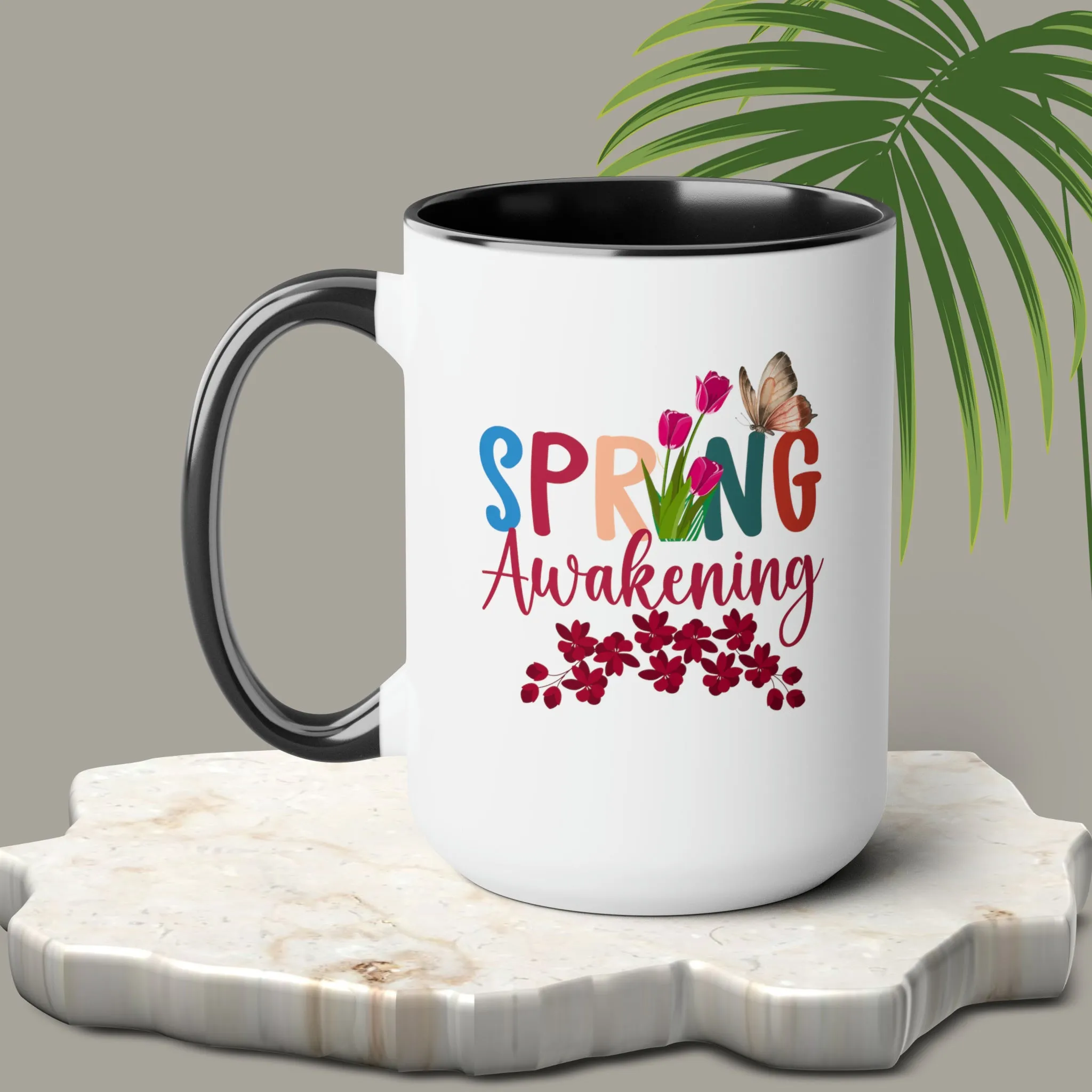 Spring Awakening Two-Tone Coffee Mugs, 15oz