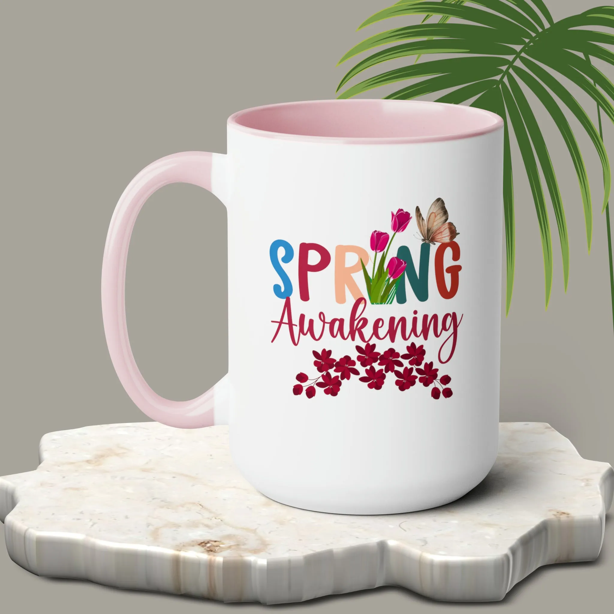 Spring Awakening Two-Tone Coffee Mugs, 15oz