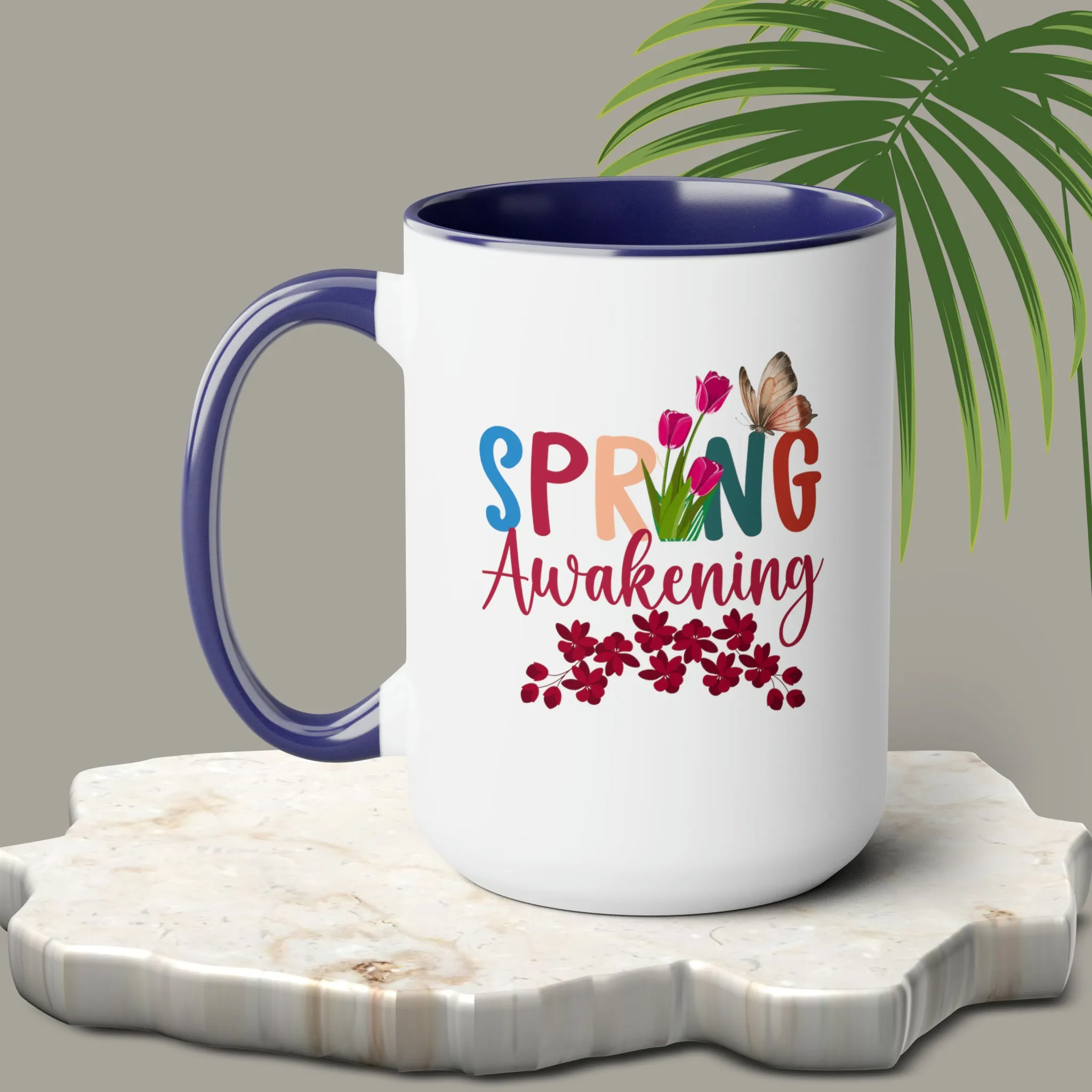 Spring Awakening Two-Tone Coffee Mugs, 15oz
