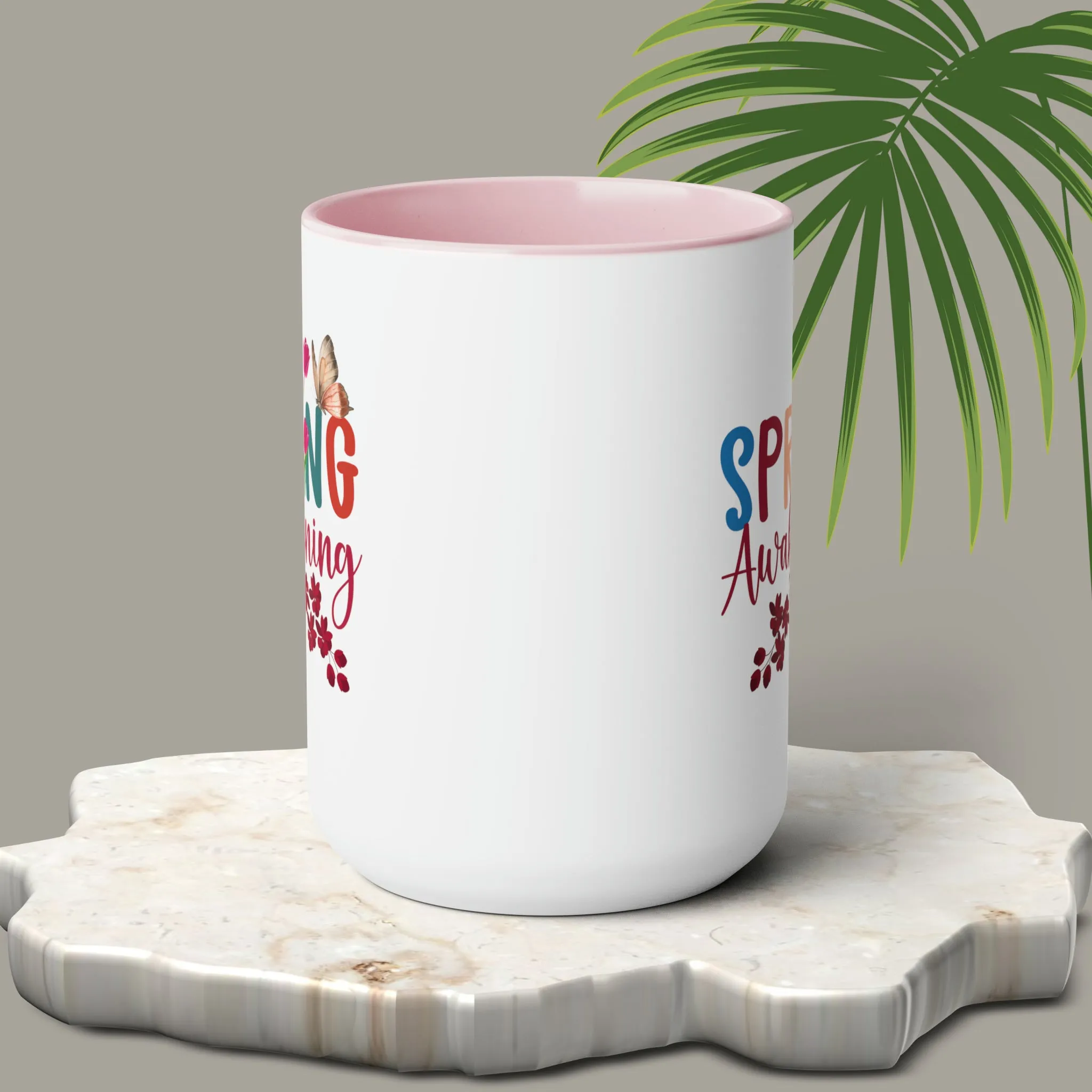 Spring Awakening Two-Tone Coffee Mugs, 15oz