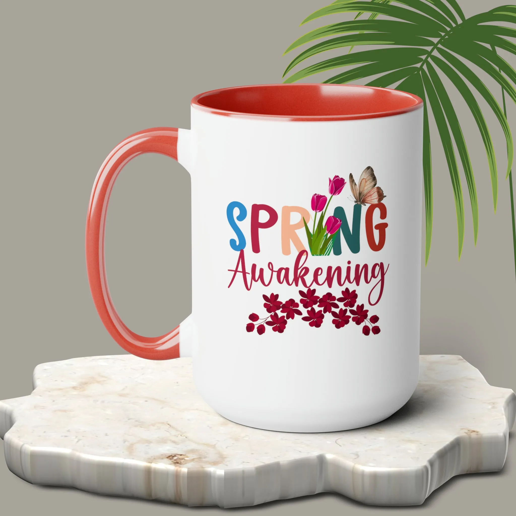 Spring Awakening Two-Tone Coffee Mugs, 15oz