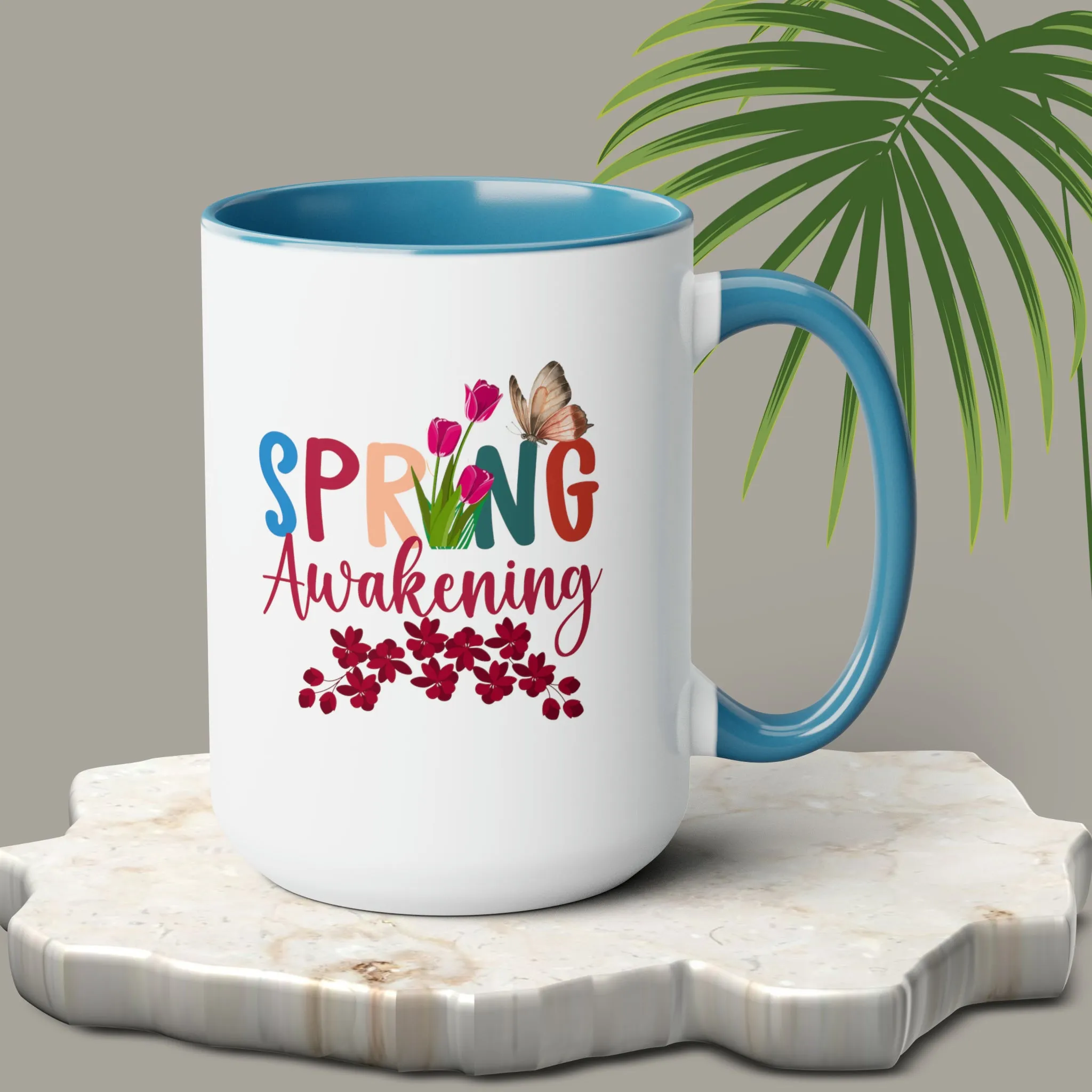 Spring Awakening Two-Tone Coffee Mugs, 15oz