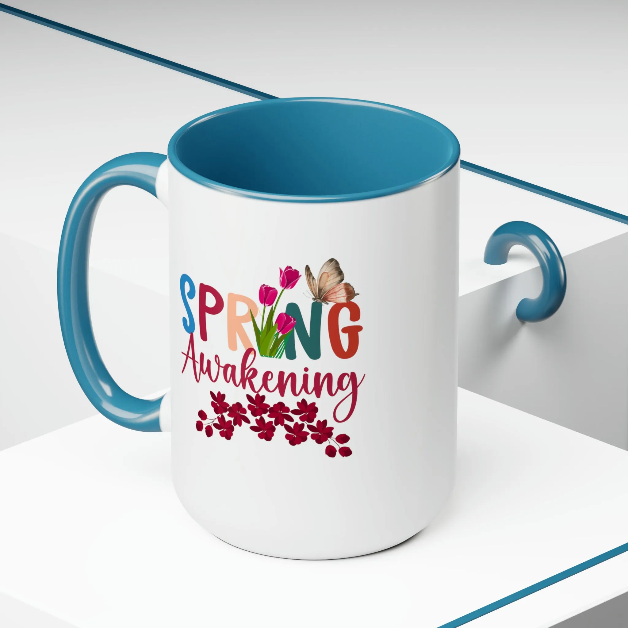 Spring Awakening Two-Tone Coffee Mugs, 15oz