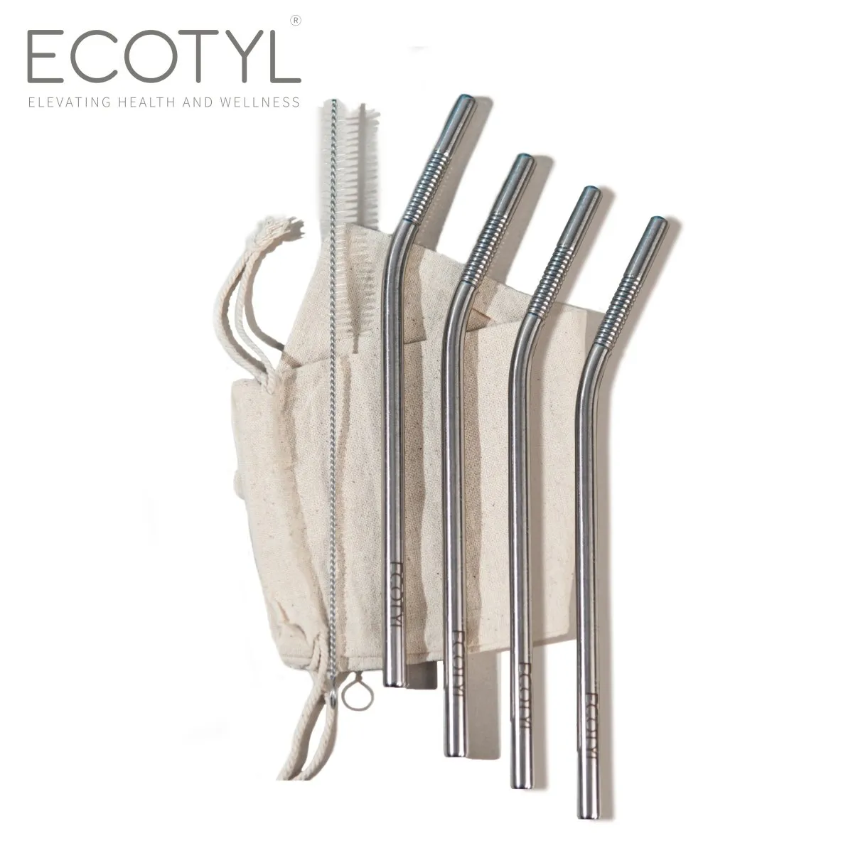 Stainless Steel Reusable Straw Bent with Cleaning Brush | Set of 4