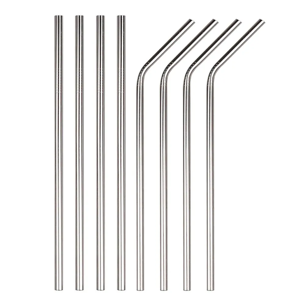 Stainless Steel Straws (4 Straight   4 Bent)