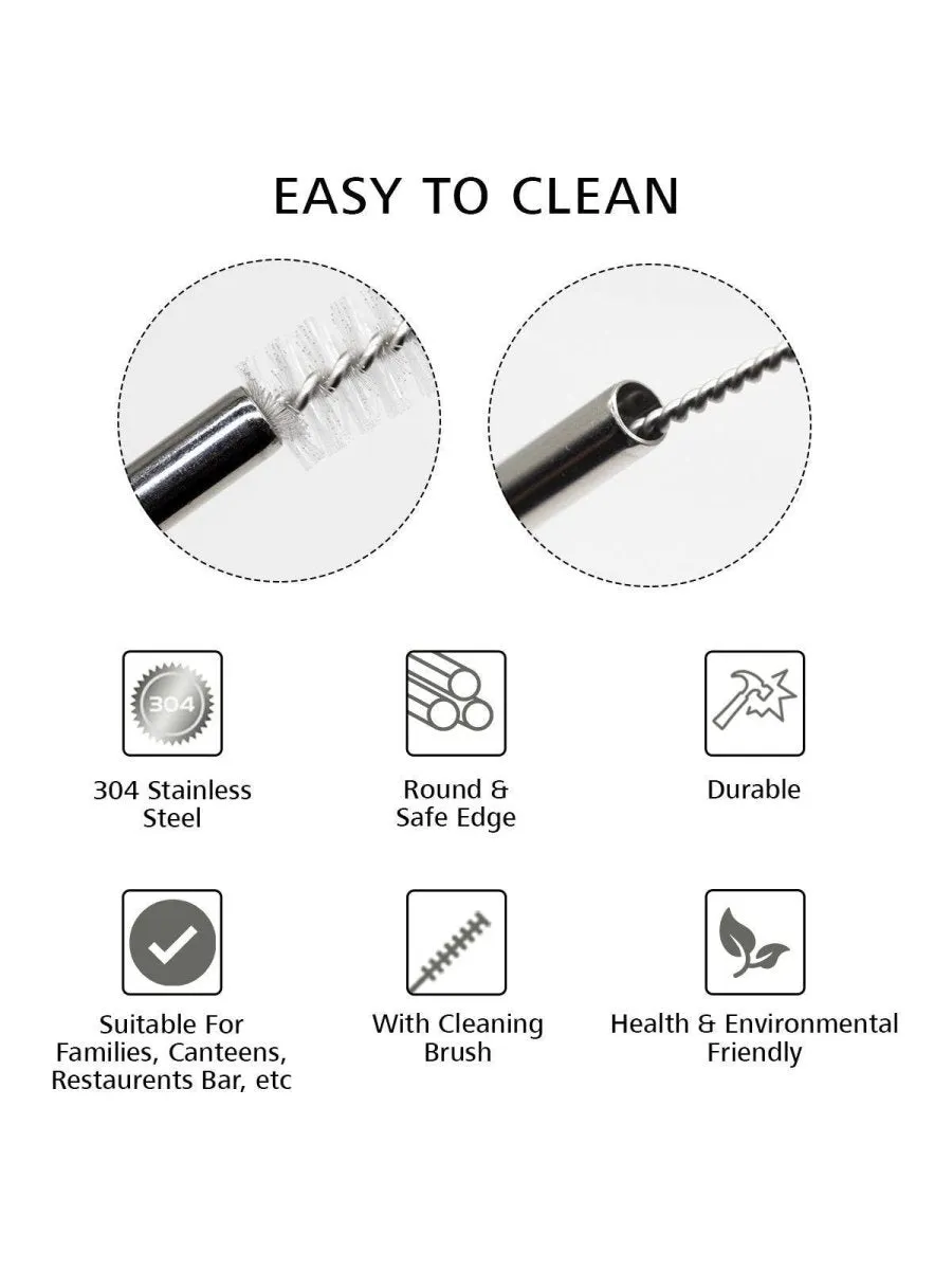 Stainless Steel Straws (4 Straight   4 Bent)