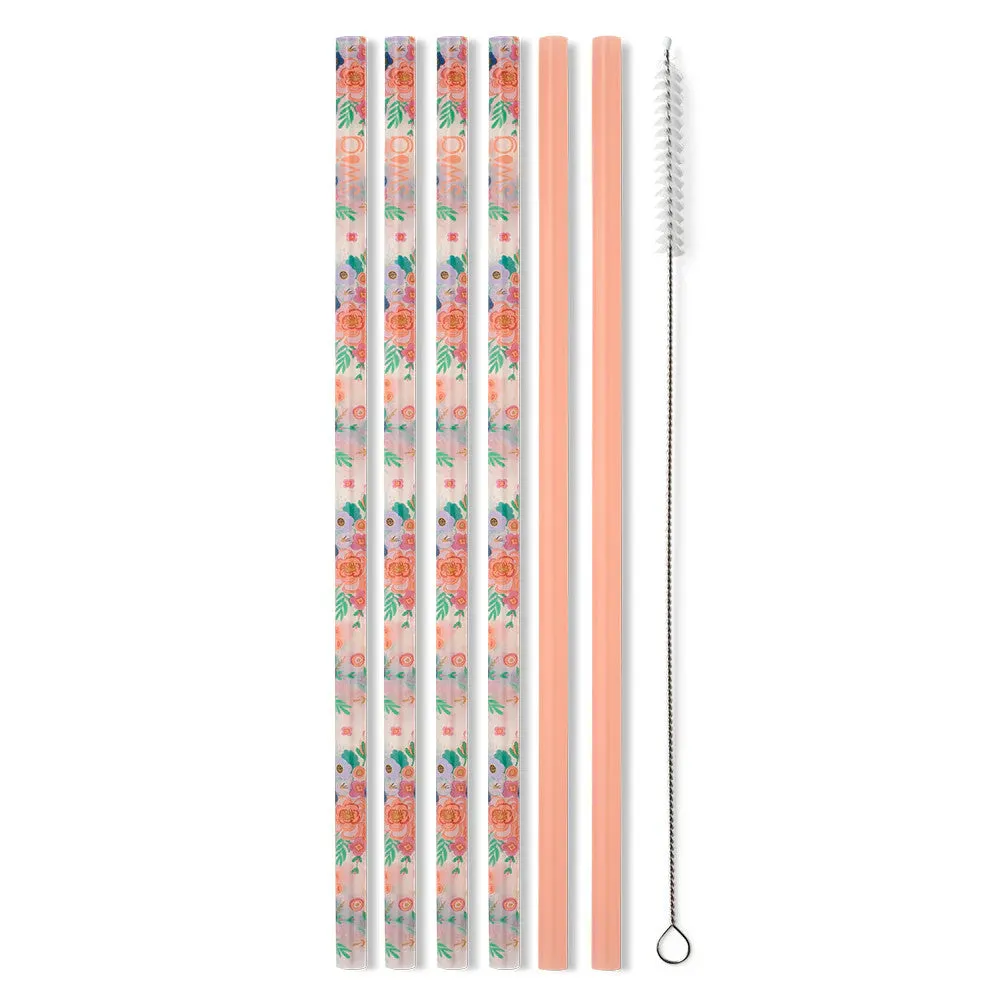 Swig Full Bloom   Coral Reusable Straw Set