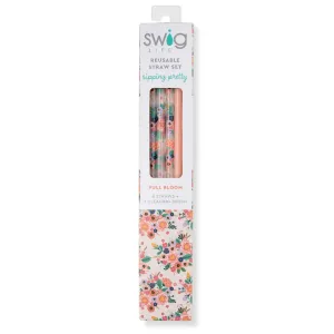 Swig Full Bloom   Coral Reusable Straw Set