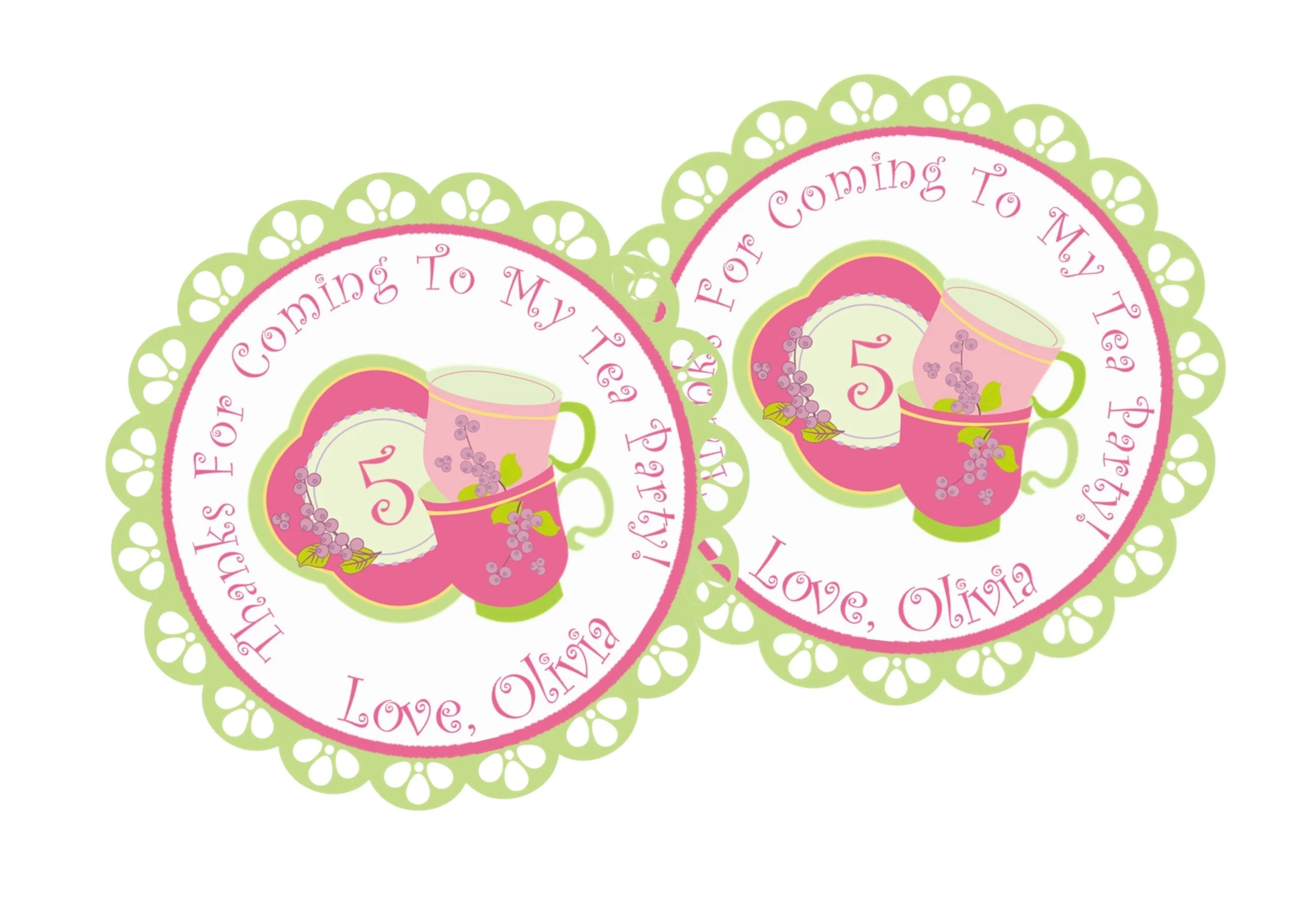 Tea Party Birthday Stickers