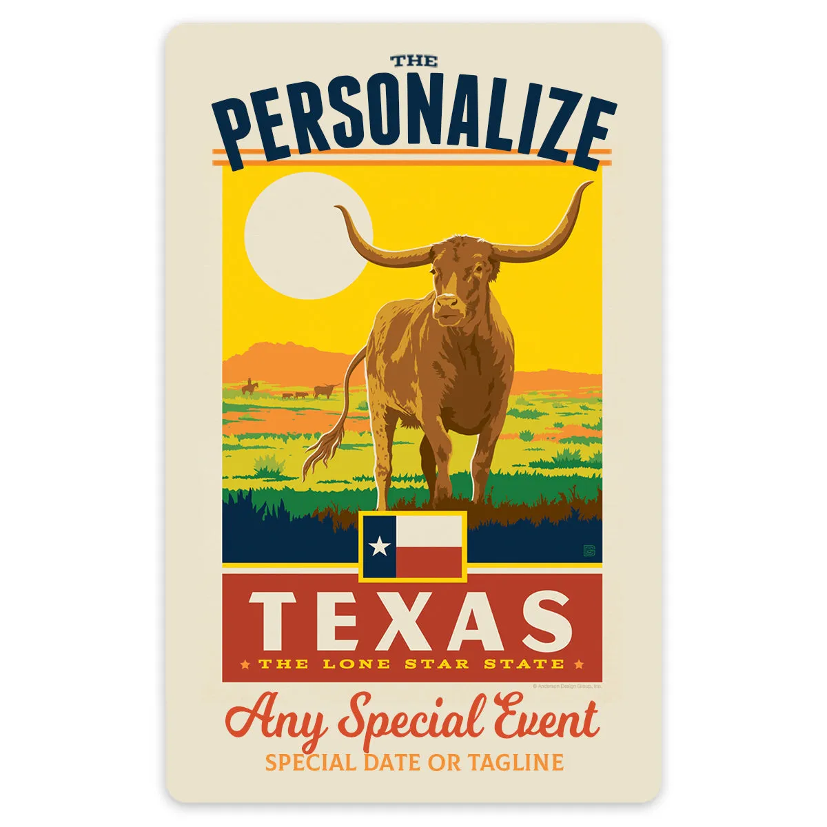 Texas State Pride Personalized Vinyl Sticker Set of 40