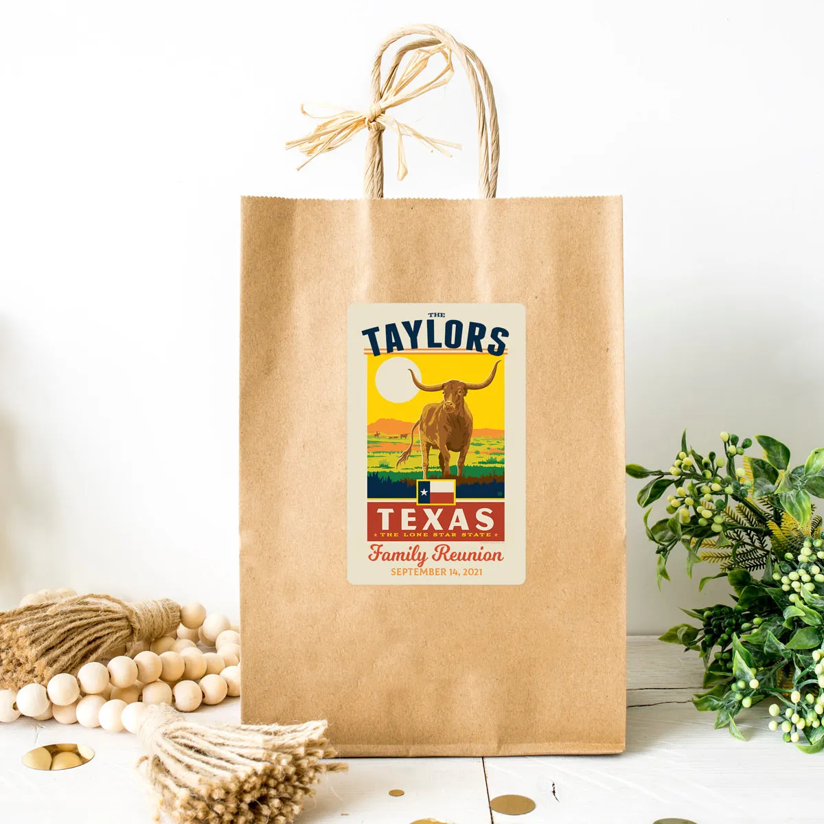 Texas State Pride Personalized Vinyl Sticker Set of 40