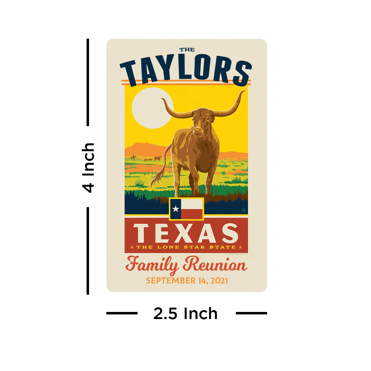 Texas State Pride Personalized Vinyl Sticker Set of 40