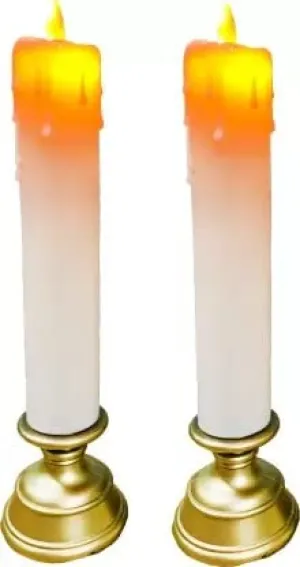 The Decor Affair LED Candle Pillar with a Height of 27cm, Perfect for Creating a Serene Ambience - Pack of 2, Featuring Elegant White and Enchanting Orange Colors