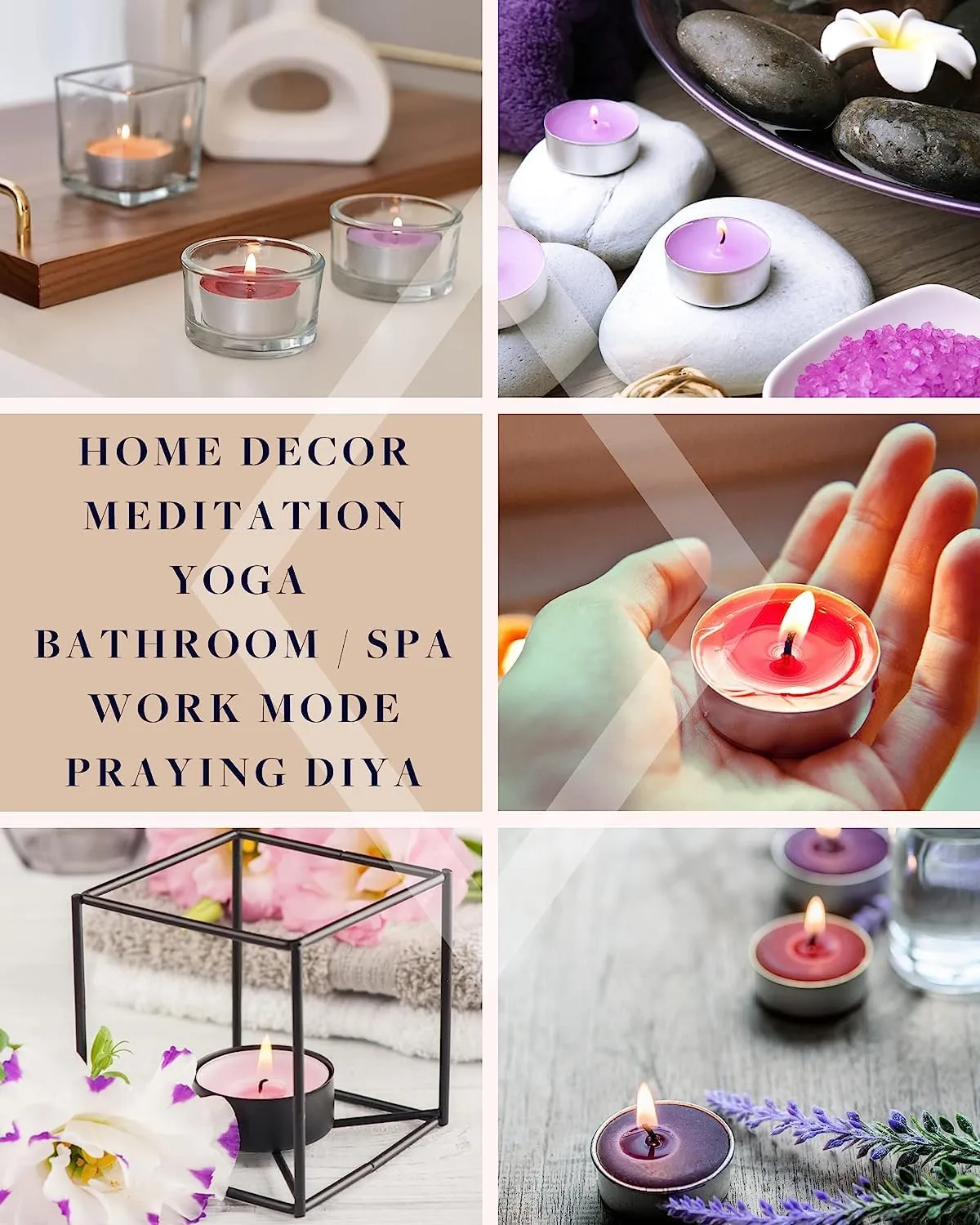 ThinkArtDecor Scented Tea Lights Candles for Home Decor, Aroma Therapy Tealight - 5 Hours each| Vanilla   Caramel Mocha   Lavender Sage   Eucalyptus Kaffir Lime | 4 Fragrance Set of 48 Tea Light