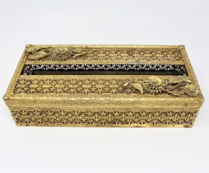Tissue Box Cover / Holder, Filigree & Floral, Vintage