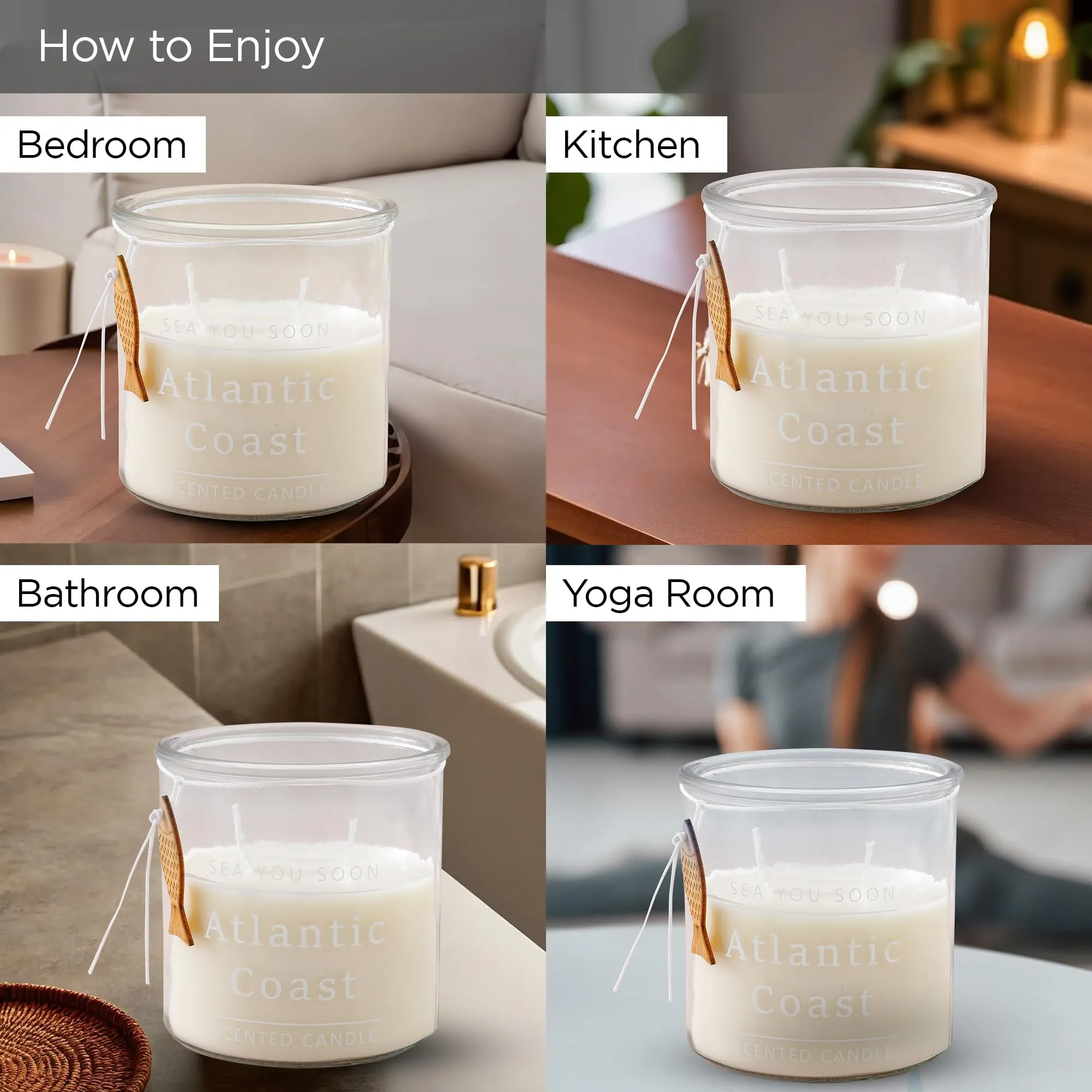 UMAI Glass Jar Scented Candles (33Hrs Burn Time) Sea Salt Scented Candles for Gift | Scented Candles for Home Decor | Scented Candles for Bedroom Bathroom | Home Decor Items | Aroma Candle