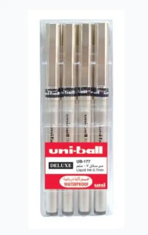 Uniball Delux 0.7mm pen Blue wallet of 4