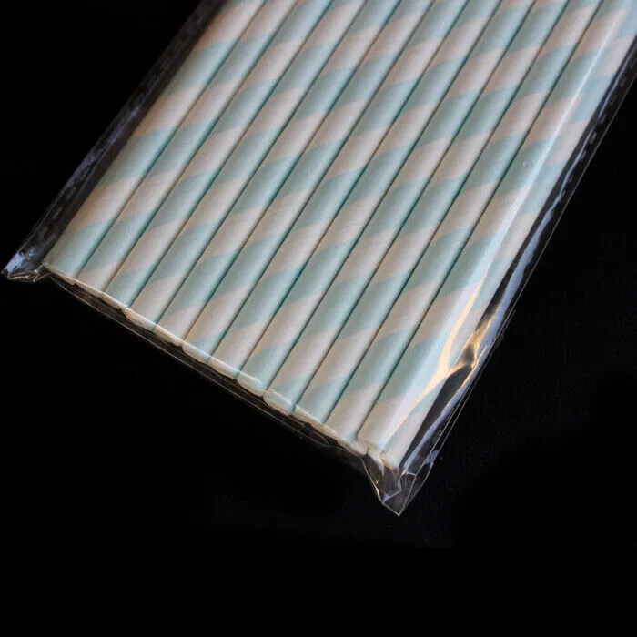 US 100~200 Bulk Packed Paper Straws Pattern Color -Biodegradable FDA Approved