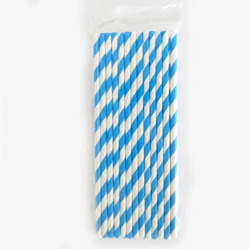 US 100~200 Bulk Packed Paper Straws Pattern Color -Biodegradable FDA Approved