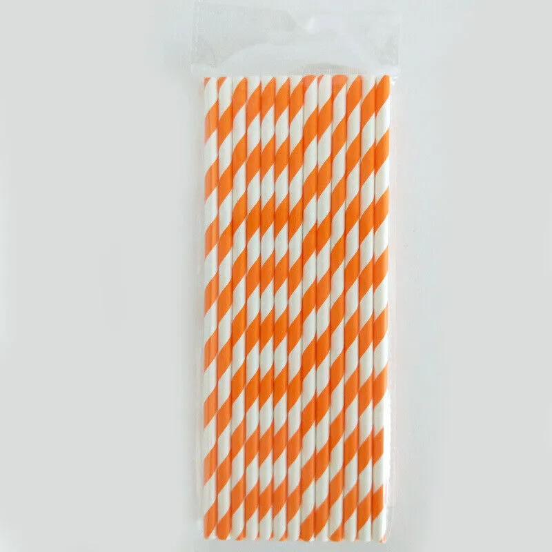 US 100~200 Bulk Packed Paper Straws Pattern Color -Biodegradable FDA Approved
