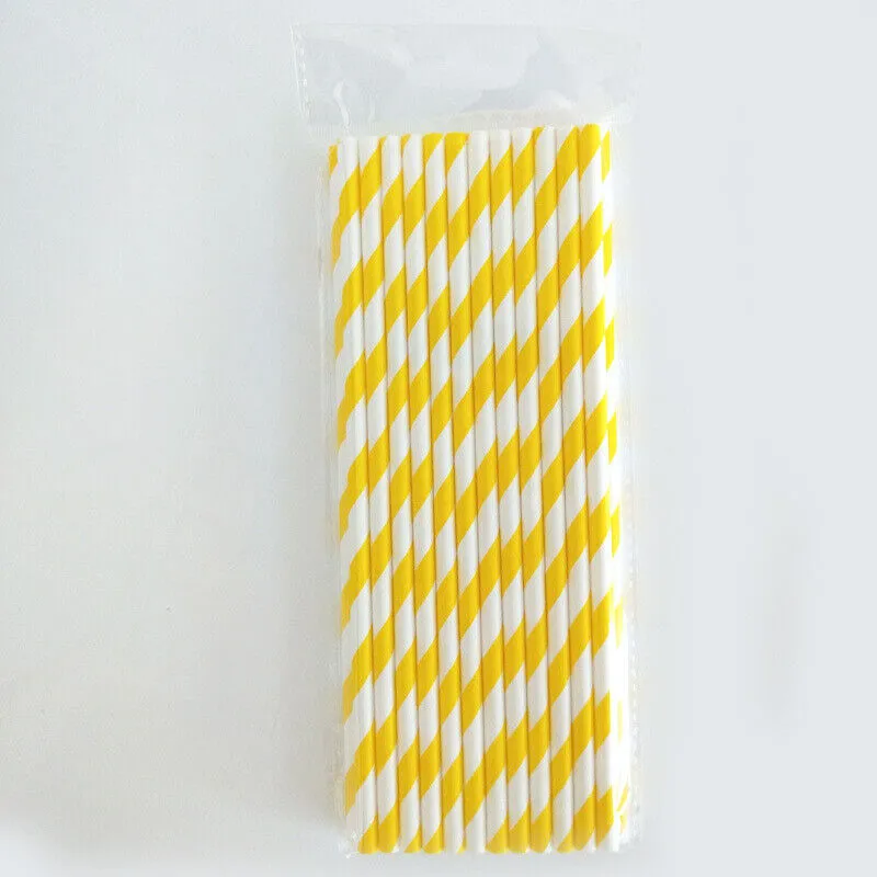 US 100~200 Bulk Packed Paper Straws Pattern Color -Biodegradable FDA Approved