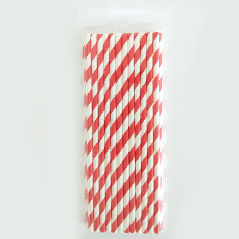 US 100~200 Bulk Packed Paper Straws Pattern Color -Biodegradable FDA Approved