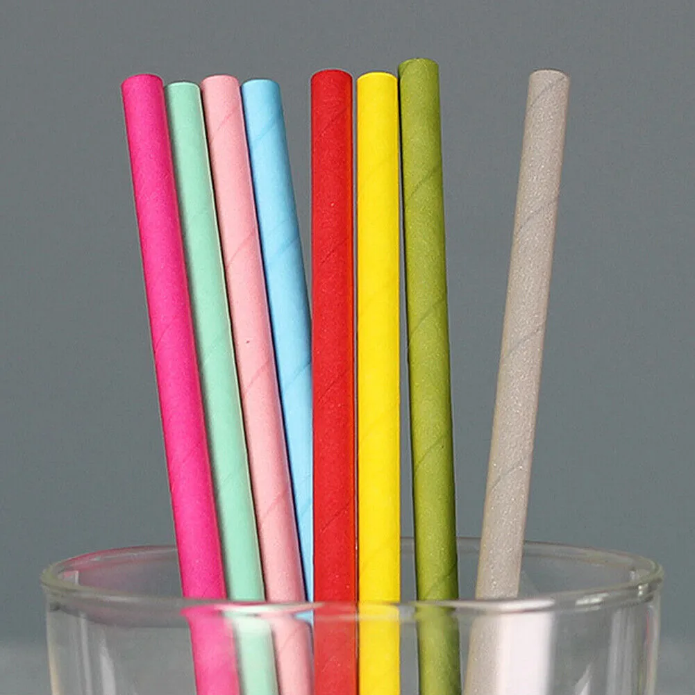 US 100~200 Bulk Packed Paper Straws Pattern Color -Biodegradable FDA Approved
