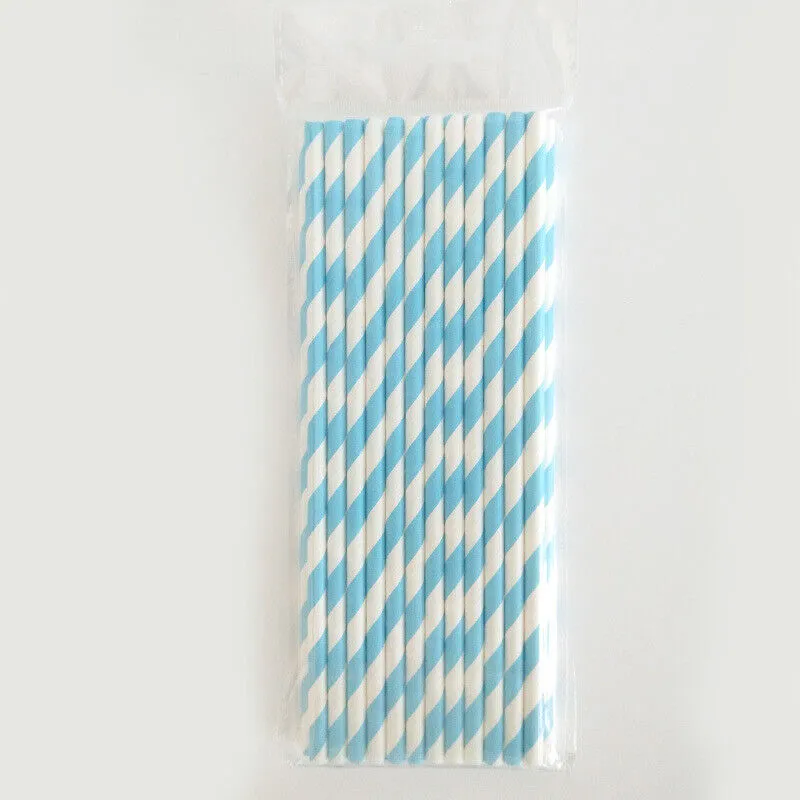 US 100~200 Bulk Packed Paper Straws Pattern Color -Biodegradable FDA Approved