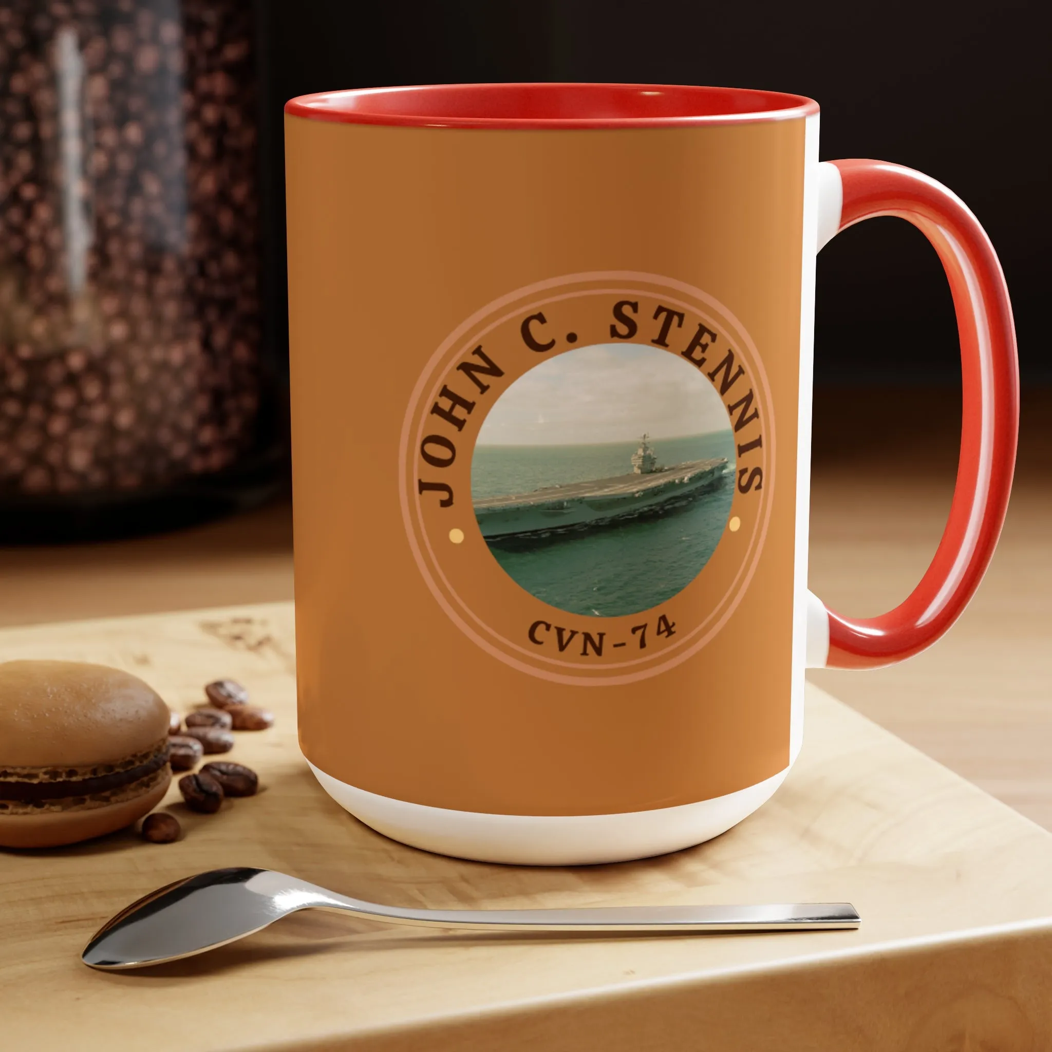 USS John C. Stennis United States Ships POD Two-Tone Coffee Mugs, 15oz